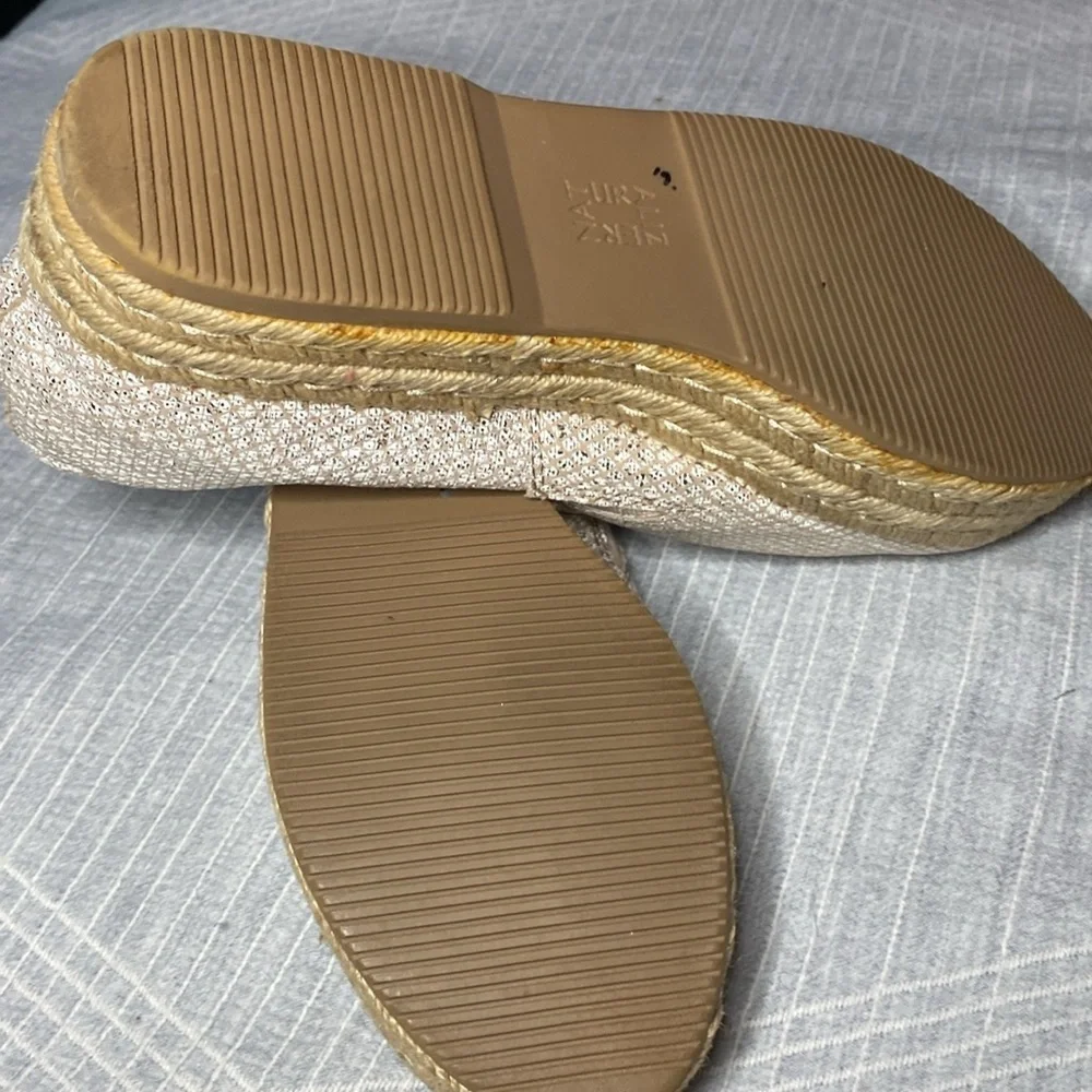 Naturalizer Thea 3 Leather Espadrille Comfort Slip On  Beige Shimmer Size 8.5